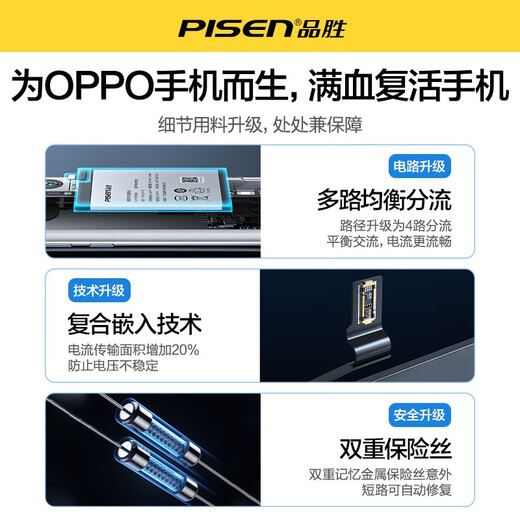 
PISEN battery is suitable for OPPO A7x mobile phone A1 business A3 battery A57/A77/A83/A52/A91/A92S/A93/A96 Replace the A9X mobile game battery panel A3S A5 A8 battery 4000m [BLP673