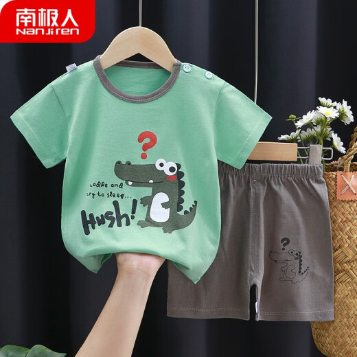 Antarctic children's suit pure cotton short-sleeved T-shirt shorts two-piece set boy clothes infant baby girl summer clothes B62 question mark dinosaur 100 yards