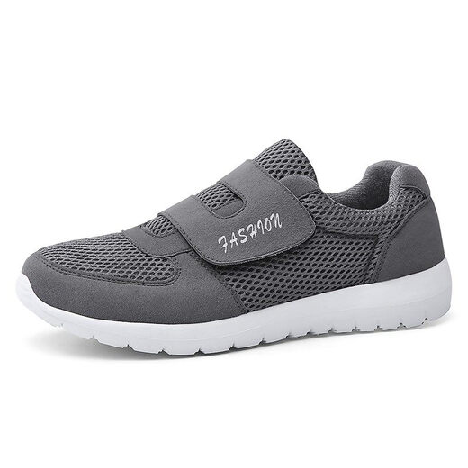 Chaussures masculines Velcro Hanchen Printemps et automne Chaussures des personnes âgées Soufflement Mesh Thin Style d'âge moyen et les personnes âgées Running Sports Chaussures sans lacets Chaussures de marche de maman