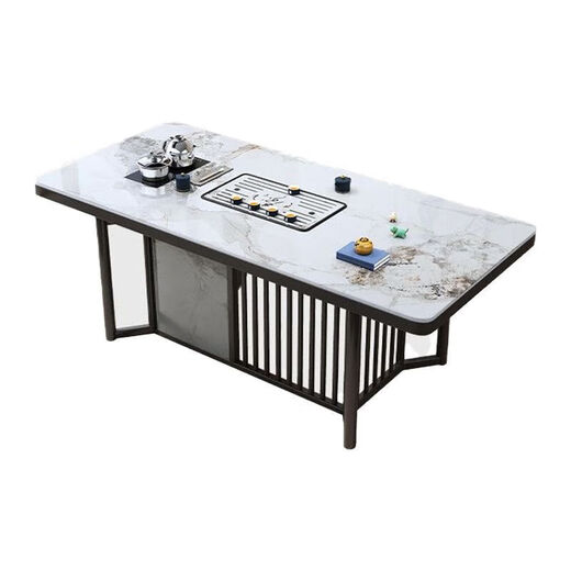 Slate tea table, simple office Kung Fu tea table, living room, modern tea table with water boiler, light luxury coffee table 140*80*75CM Chanel single table comes with smart tea stove