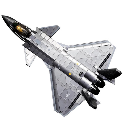 Sluban J-20 Fighter Military Series assemblé des blocs de construction compatibles J-16 Senbao Boy Play [Titanium Paint] J-35 (838 Bracket d'affichage à ceinture de particules
