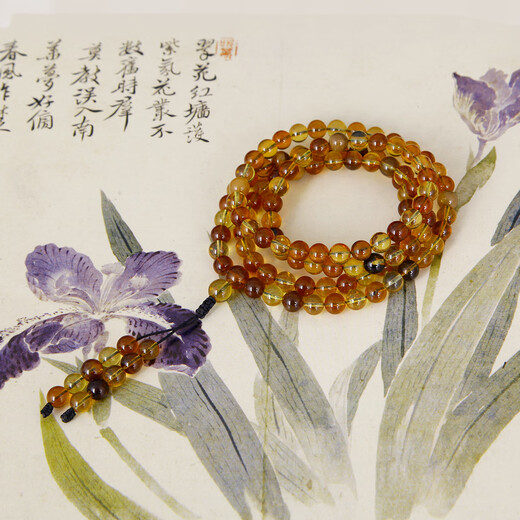 Famous family Burmese amber rosary natural amber 108 rosary beads Burmese amber combination multi-treasure multi-circle bracelet gift birthday gift