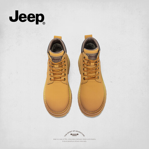 Jeep classic retro rhubarb boots for women 2024 autumn and winter new thick-soled mid-top work shoes desert Martin boots for women gold 37