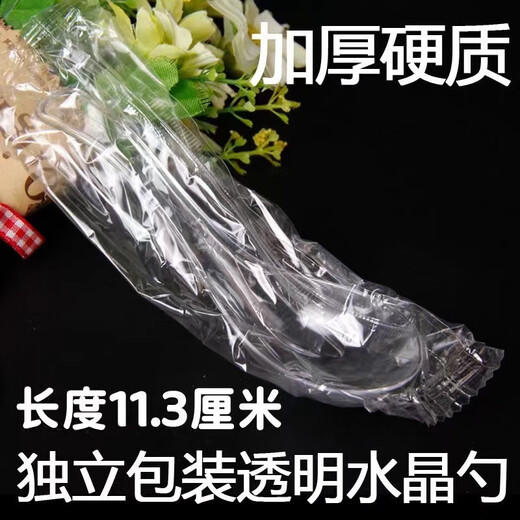 Shining Strong Disposable Spoons Independently Thick Packaged Hard Takeaway Fast Food Spoons Transparent Plastic Spoons Crystal Spoons 200 Count-Individually Packaged Disposable Transparent Spoons