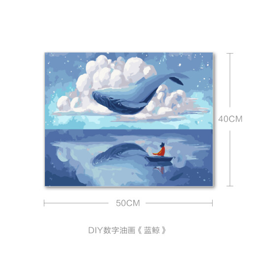 Squid DIY digital oil painting Blue Whale 40*50cm living room filled hand-painted painting filled hand-painted oil painting decorative painting