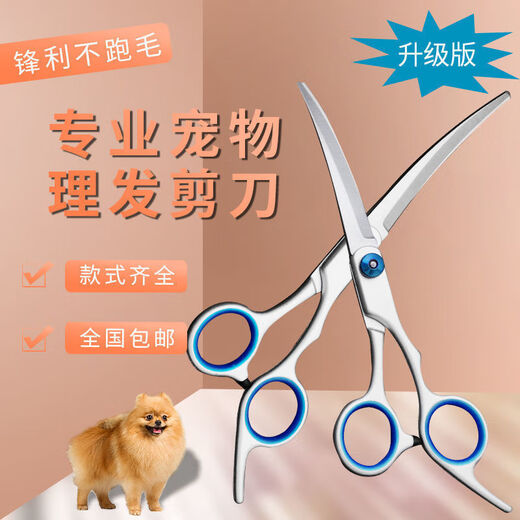 Pet scissors, grooming tools, professional hair trimming shears, dog hair curved scissors, dog teddy hair shearing, pet grooming scissors, 2 pairs, downward curved