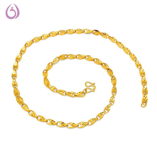 Feixiangge Vietnam Sand Gold Necklace for Men and Women Hollow Wheat Twist Boss Chain Bamboo Olive Gold Shop Same Style Couple Small Solid Wheat Chain 5mm60cm63g