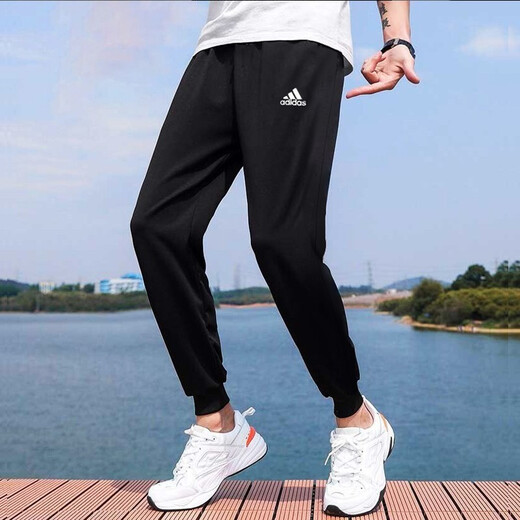 阿迪达斯 （adidas）运动裤男裤2025夏季新款户外健身裤跑步训练裤子透气休闲裤长裤 GK9226黑色  L 推荐155-175斤