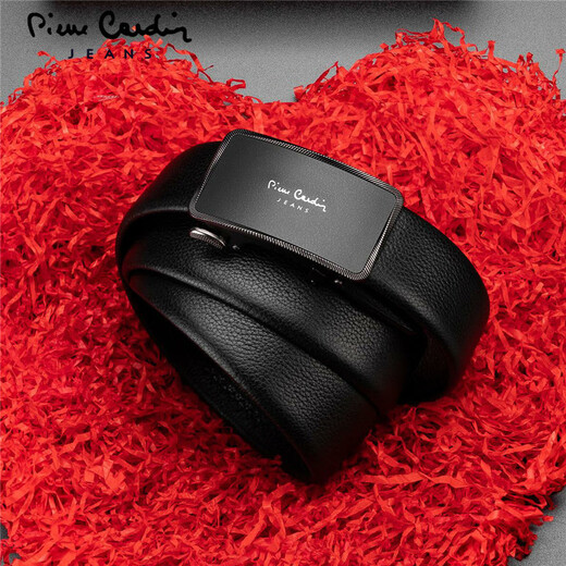 Pierre Cardin Men's Belt, homme véritable cuir de boucle automatique de boucle automatique de boucle intérieure boucle mate d'affaires cadeau d'anniversaire cadeau pour petit ami mari mat