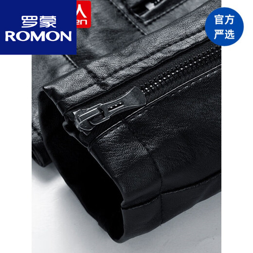 Veste en cuir Romon Spring et automne 2025 Nouveaux vêtements de moto Pissai Veste en cuir en cuir molle pour hommes 9923 # Black XL