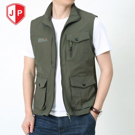 JP男士马甲休闲户外多口袋背心马夹8897 卡其色 L(125斤-140斤)