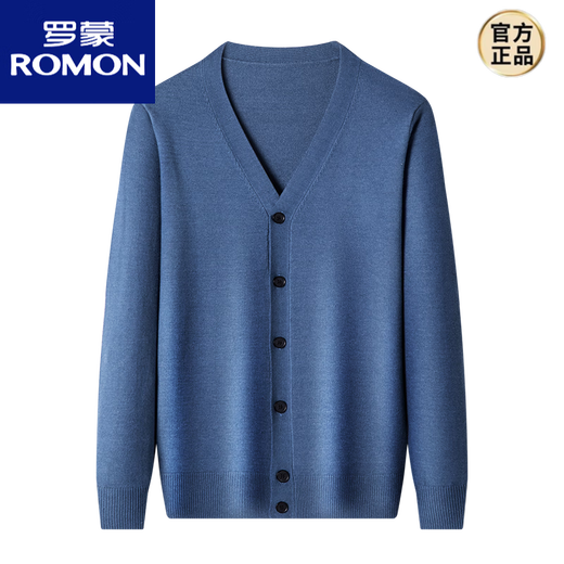 罗蒙（ROMON）羊毛针织衫男开衫外套2024年新款韩版商务休闲秋款男士外穿毛衣 黑色 L 170