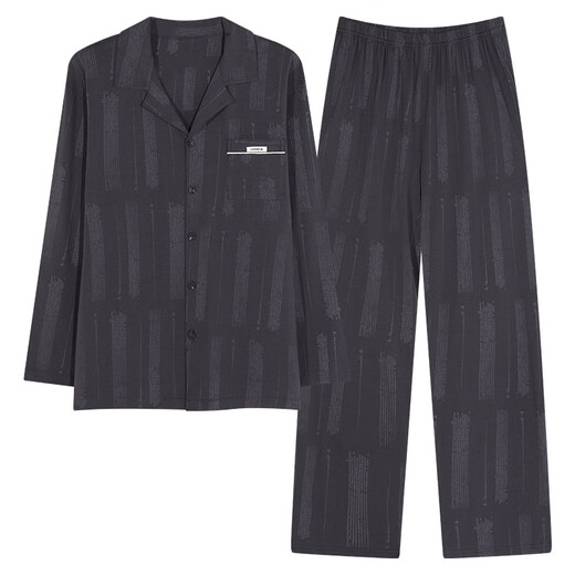 Modal pajamas men 100% pure cotton spring and autumn long-sleeved cardigan loose large size simple casual men's home clothing set 06M3887 4XL