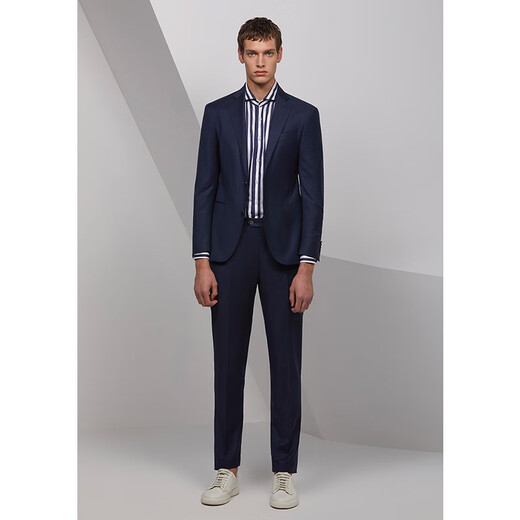 Blue Leopard (LAMPO) all season men's business suit top dark blue jacquard wool slim fit suit dark blue 52 (175/104) C