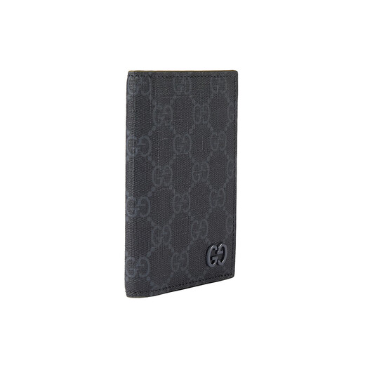 古驰（GUCCI）男士黑色GG帆布配皮GG标志多卡位卡片夹 768249FACQC1049 7.5x12 cm