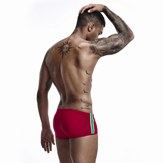 希宾（SEOBEAN）男士小平角三角游泳裤夏季新款时尚纯色潮款短裤沙滩裤专业泡温泉 红色 M