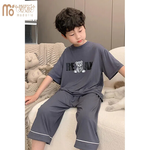 Modal Boys Pyjamas Neue Sommer kurzärmelige Klimaanlage Anzug Lose Kinder kleine Jungen mittelgroße Kinder Hauskleidung losen Anzug
