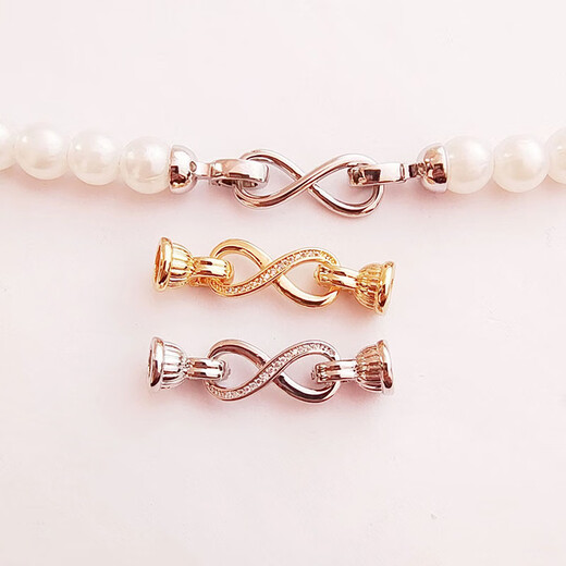DL 1998 Fat Donglai same style 18k pearl necklace buckle head DIY accessories copper plated 18K gold-filled jewelry buckle pearl bracelet buckle 8 No. 3 white gold