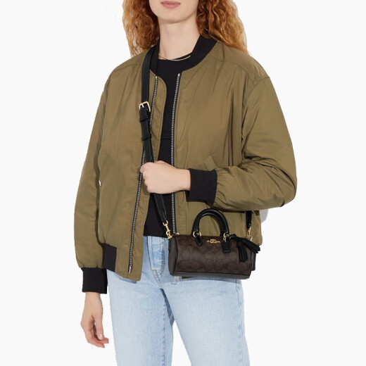 
COACH Lacey Crossbody Women's Cylinder Bag Classic Printed Hand-carrying One-Shoulder Crossbody Bag Brown CK689-IMAA8 Hong Kong Warehouse