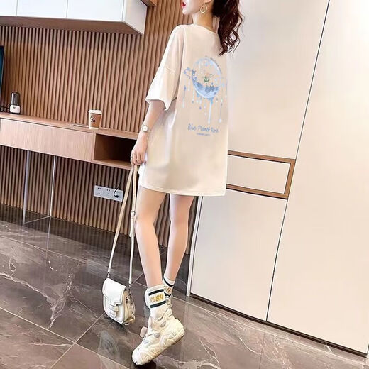 Taille extra-large en deux parties Vêtements pour femmes Fat MM200jin [Jin est égal à 0,5 kg] T-shirt à manches courtes pour les femmes Summer Ins Loose-Longe Top polyvalent 844 blanc L recommandé 115-135jin [Jin est égal à 0,5 kg]