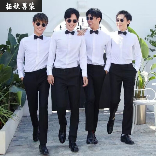 
Mai Chao Shang best man dress wedding white shirt brother group groom suit men's shirt full dress vest main picture L