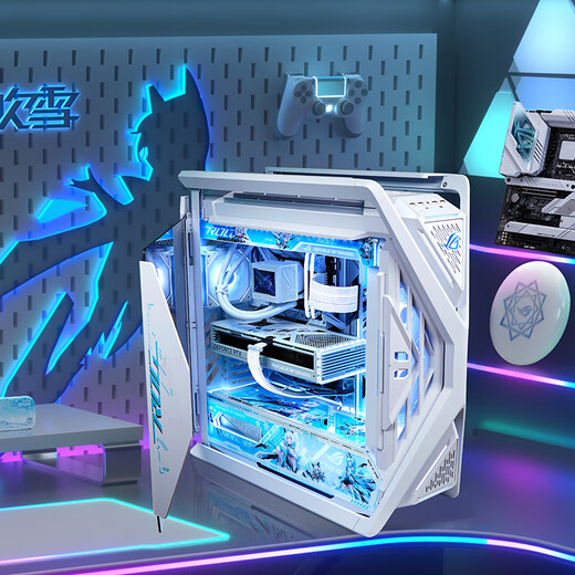 ASUS AMD Ryzen R7 9800X3D 5090D 5080 graphics card ROG family barrel pure white Genesis gaming desktop overclocking e-sports AI host DIY assembly computer complete R7 9800X3D+RTX5080 configuration three