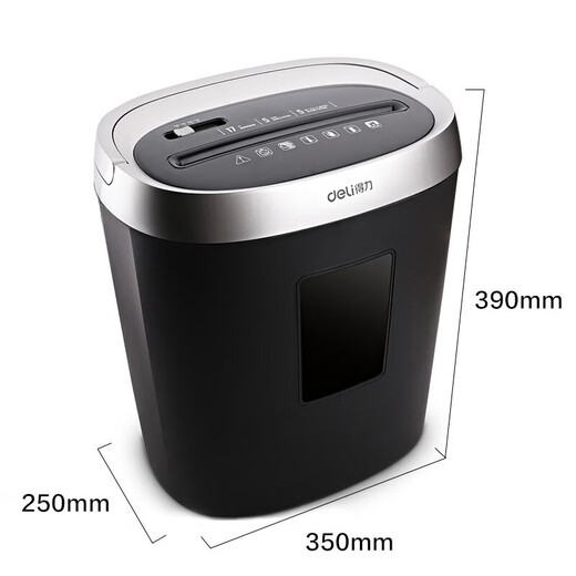 Deli Paper Shredder Oficina comercial y Home Electric Alta energía pequeña Pequeña trituradora de papel portátil Papel 5 Hojas 5 minutos 9929 Negro-4-20L