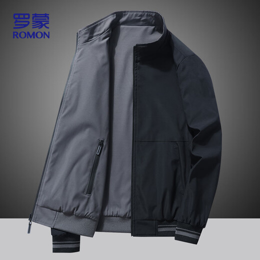 ROMON Jacket Men's Spring Business Casual Jacket Outdoor Sports Fashionable and Versatile Double-sided Top 9866 Gray XL
