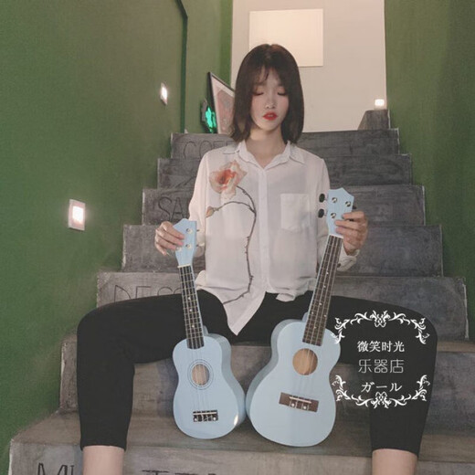 婴儿蓝小清新尤克里里乌克丽丽夏威夷四弦琴初学者小吉他 23寸婴儿蓝+拨片+备弦+教程+背包