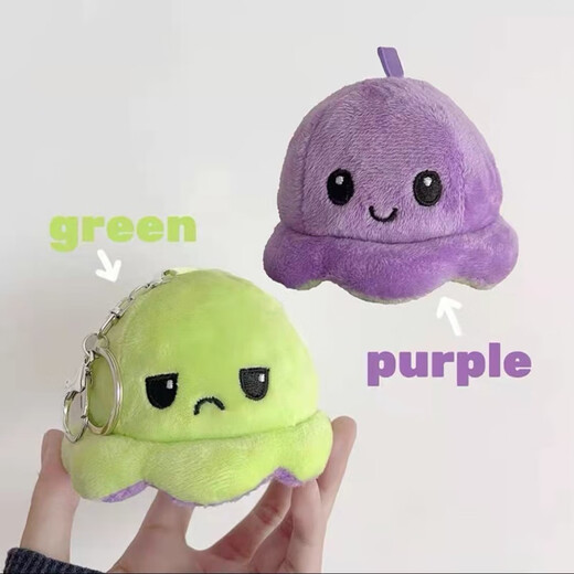 
Cute expression cartoon flip face change octopus pendant student couple gift plush doll octopus keychain black grey