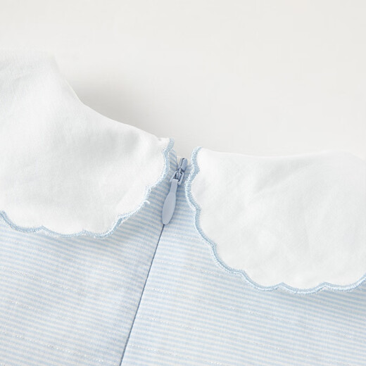 DAVE&BELLA Girls Dress Girls Princess Dress Puff Sleeve Baby Dress Fashionable Girl Lady Dress Summer Dress New Children's Dress Blue and White Stripes DB2238126 100 cm (recommended height 90-100cm)