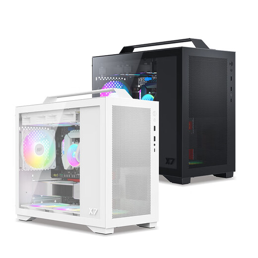 METALFISH X7 backline chassis, quick release side panel, dense hole design, supports MATX motherboard, 240 water cooling, large portable X7 black chassis