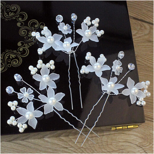 Bridal tiara lace handmade beaded tiara juan yarn hair accessories immortal flower pearl wedding Korean head flower accessories immortal flower + 20 U-shaped clips