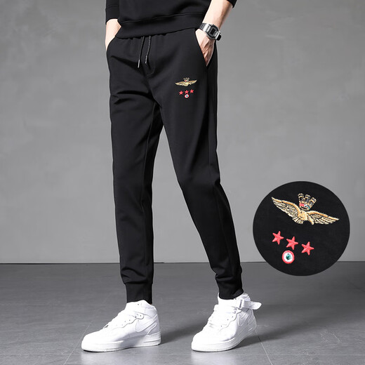 LEXC Light Luxury High-High Grain Sports Sports Pants Summer Spring Autumn Winter New Borded Gold Fashion Pants Loose Plus Velvet Black 3291 más Velvet M Recomendado 90-100 Jin [Jin equivale a 0.5 kg]