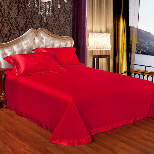 Dream flavor satin true color jacquard embroidered cotton four-piece wedding red embroidered quilt cover pure cotton multi-piece bedding set Extraordinary red 1.5/1.8 meters bed sheet style quilt cover 200*230cm four-piece set Dream flavor satin true color jacquard embroidered cotton four-piece wedding red embroidered quilt cover pure cotton multi-piece bedding set Extraordinary red 1.5/1.8 meters bed sheet style quilt cover 200*230cm four-piece set