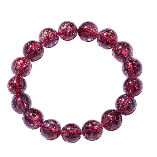 Lianju Natural Red Gold Strawberry Crystal Bracelet Super Seven Flower Crystal Women's Shining Diamond Blue Moonlight Tanzanite Tourmaline Strawberry Crystal Bracelet 13mm