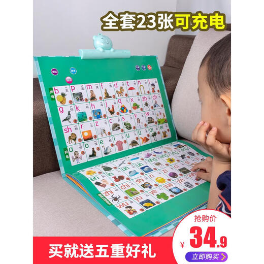 幼儿童早教机点读书小孩笔中英文画本电子书学习宝宝3岁6玩具 小号充电款-点读书11页500+读物