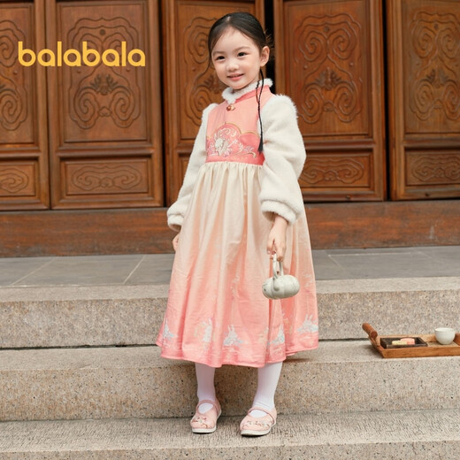 Balabala children's clothing girls Hanfu autumn and winter new Chinese New Year embroidered children's dress