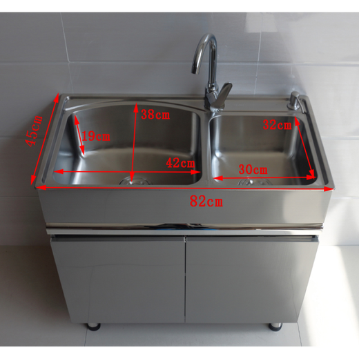 Floor-standing sink cabinet bathroom cabinet combination 304 stainless steel laundry cabinet with washboard wash basin balcony sink cabinet 120 washing machine partner 61cm (inclusive)-90cm (inclusive)