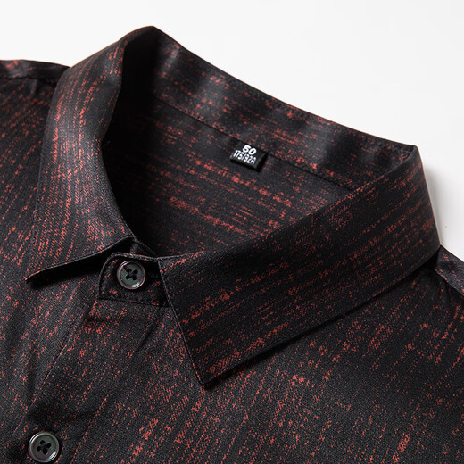 Elison mulberry silk printed middle-aged and elderly men's high-end light luxury casual dad wear long-sleeved silk satin autumn and winter new style red 2XL/185