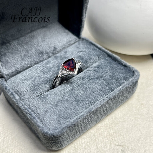 CAJJ Francois 1.0 carat garnet ring for women, natural colored gemstone, jewelry gemstone, 925 silver inlaid, size 15