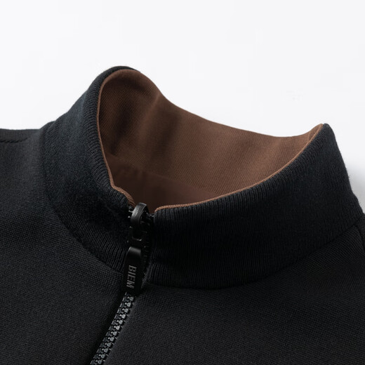 Biyinlefen 18-needle Australian wool autumn men's casual double-sided wearable skin-friendly warm stand-up collar vest jacket for men 07 black L