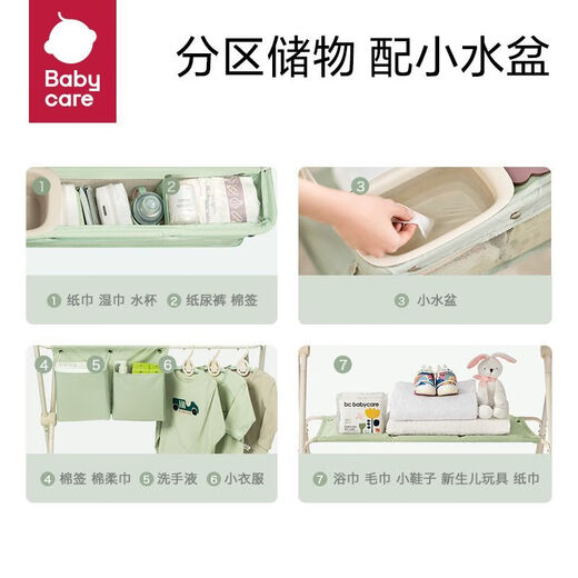 BY BABYCARE尿布台新生儿尿布护理太婴儿多功能洗澡换尿布移动可折叠 尿布护理台___蓝色