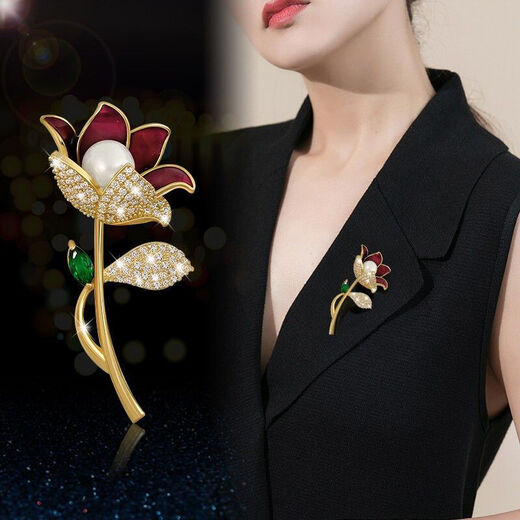 Hualiuyi Brooch Women's Luxurious Temperament Exquisite Pin Suit New Trendy Design Clothes Accessories Corsage Main Image - Purple