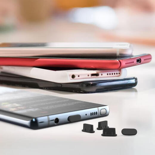 Fun appliance typec mobile phone dustproof plug usb-c silicone capacitive pen suitable for Apple 15/16 Huawei vivo Xiaomi OPPO charging port waterproof plug interface mobile phone charging port - black 5 pieces