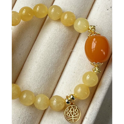 Shixi Beeswax Beaded Bracelet Women's Light Luxury Niche Exquisite 2024 New New Chinese Style Summer Retro Best Friend Amber Pine Forest Beeswax Women's Model (Suitable for 16-17cm Hands