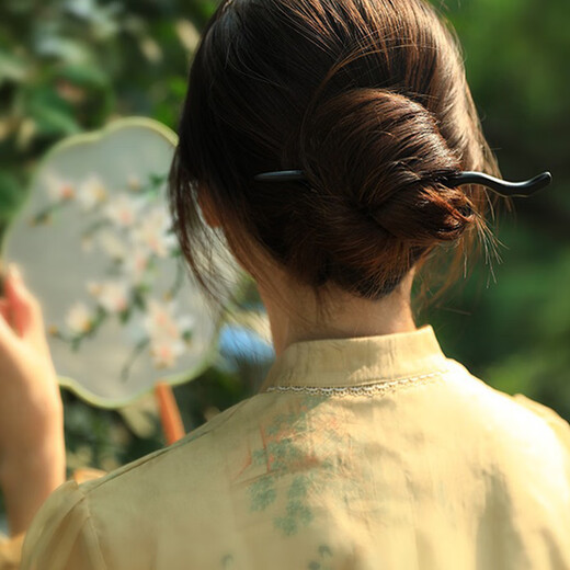 Qingbilin Pack of two ebony hairpins for ancient style women's wooden retro hairpins hair accessories new Chinese style wooden hairpins Tianzhi + Xiangyun丨Delivery hairpin box 2 pieces