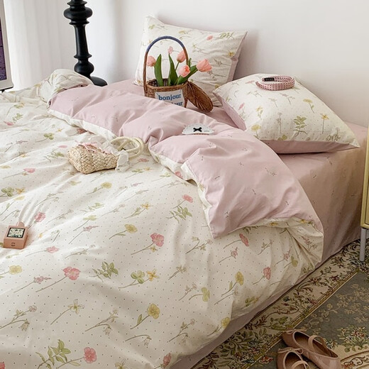 Youke Life, Simple Hand-painted Four-Piece Set, Colorful Ink Splash, 1.8m Fittings Style Four-Piece Set (Quilt Cover 200*230cm)
