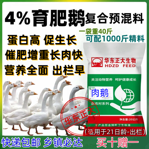 Zhengda 4% meat goose eggs and goose premix for fattening and weight gain meat goose feed lion head goose four chickens goose gray goose large three-flowered meat goose fattening period (21-slaughter)