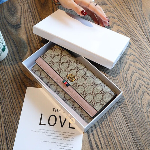 Ji Shizhe (Gievszhe) Kupplungsbeutel Frauen Brieftasche Lange neue Top -Layer -Coupon -Gutschein -Brieftasche 520 Valentinstag Geburtstagsgeschenk [Modepulver] Spot am selben Tag exquisite Geschenkbox